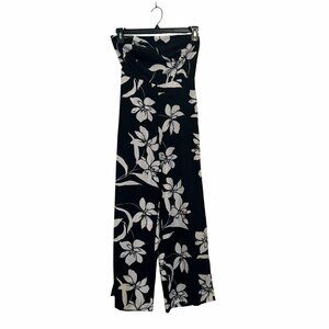 ✨Black & White Floral Strapless Wide Leg Jumpsuit Willow Size S Women's ✨